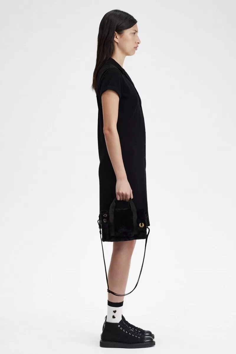 fred perry mini barrel damväskor svarta