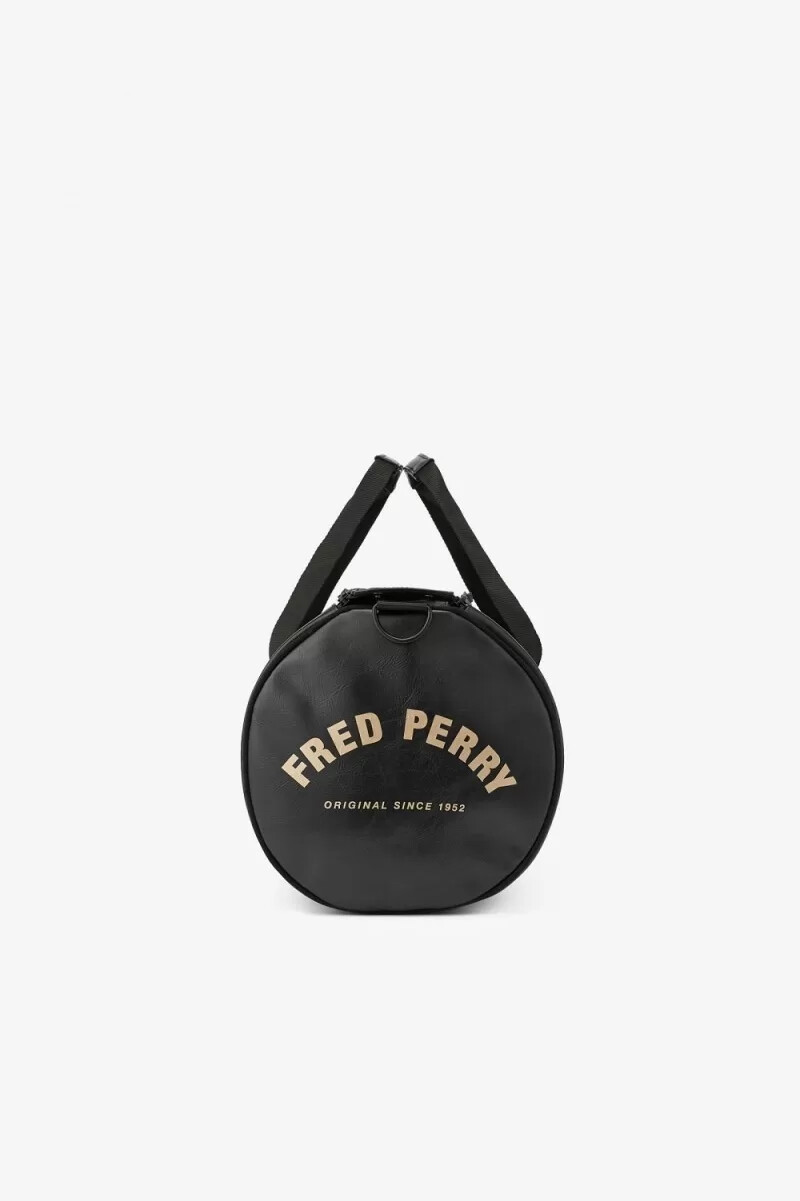 fred perry tonal pu barrel damväskor svarta