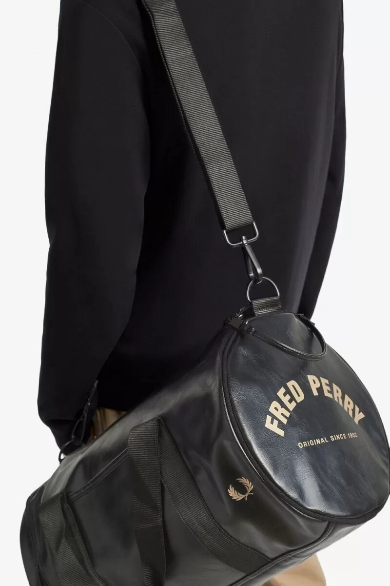 fred perry tonal pu barrel damväskor svarta