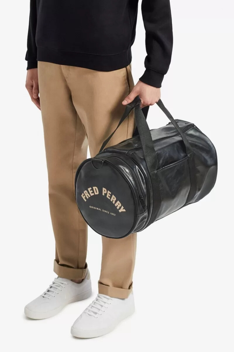 fred perry tonal pu barrel damväskor svarta