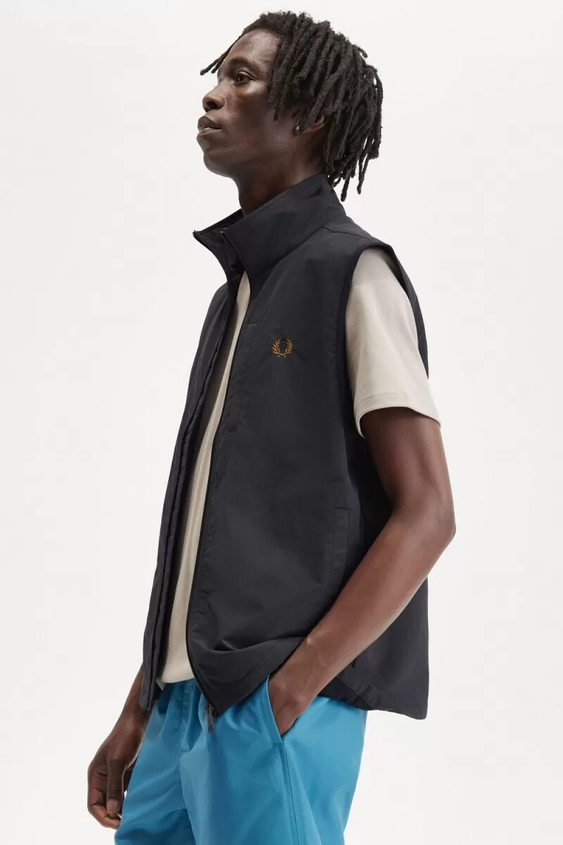 fred perry nylon herrväst ankare grå
