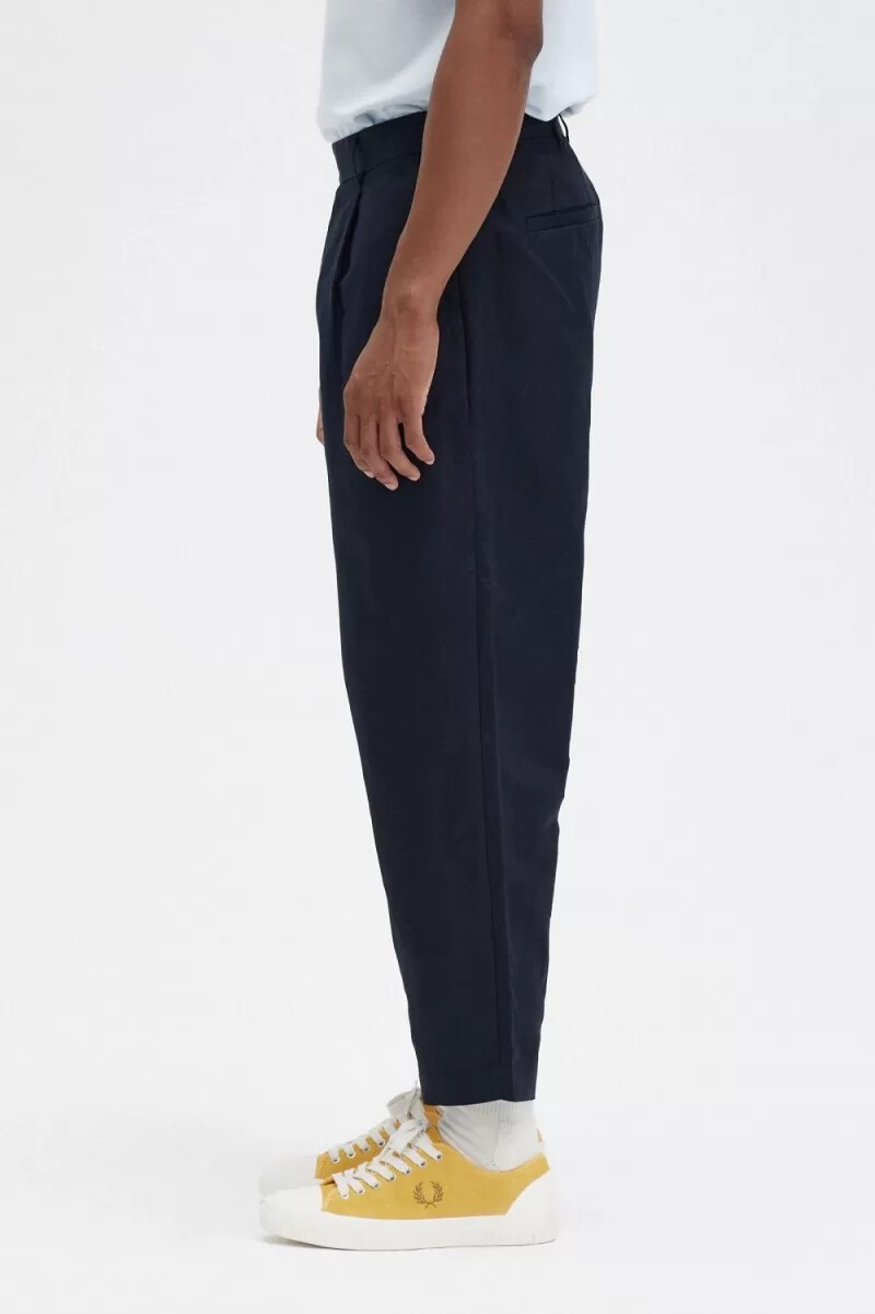 fred perry linneblandning cropped herrbyxor marinblå