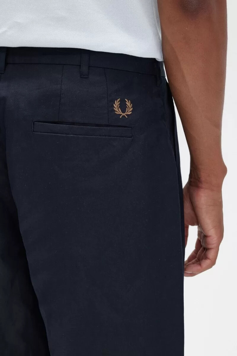 fred perry linneblandning cropped herrbyxor marinblå