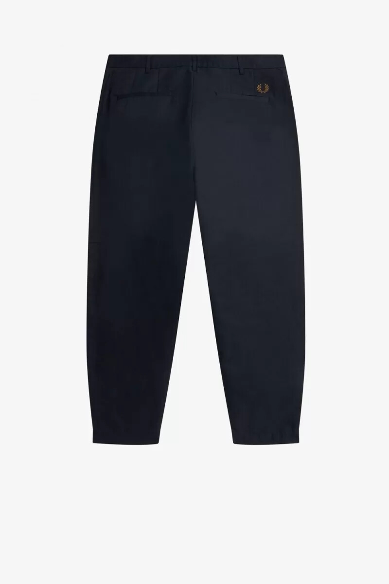 fred perry linneblandning cropped herrbyxor marinblå