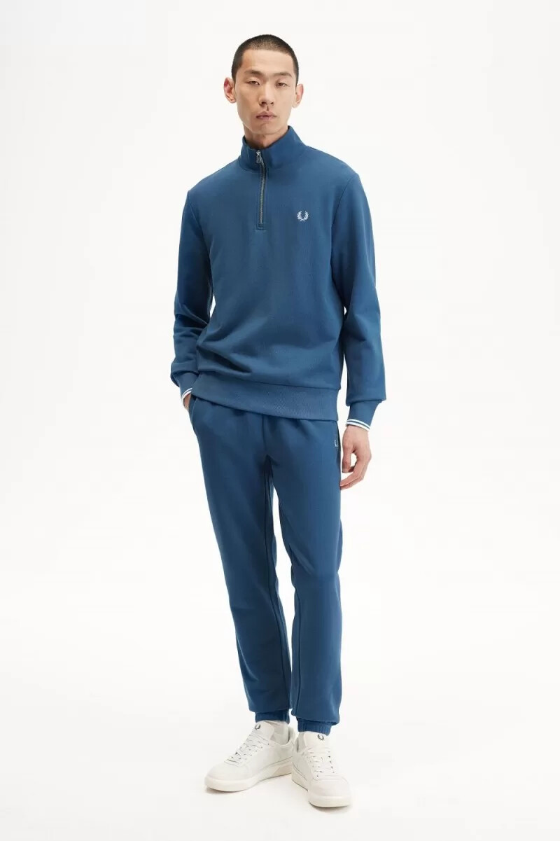 fred perry loopback sweat herrbyxor midnattsblå ljus aqua