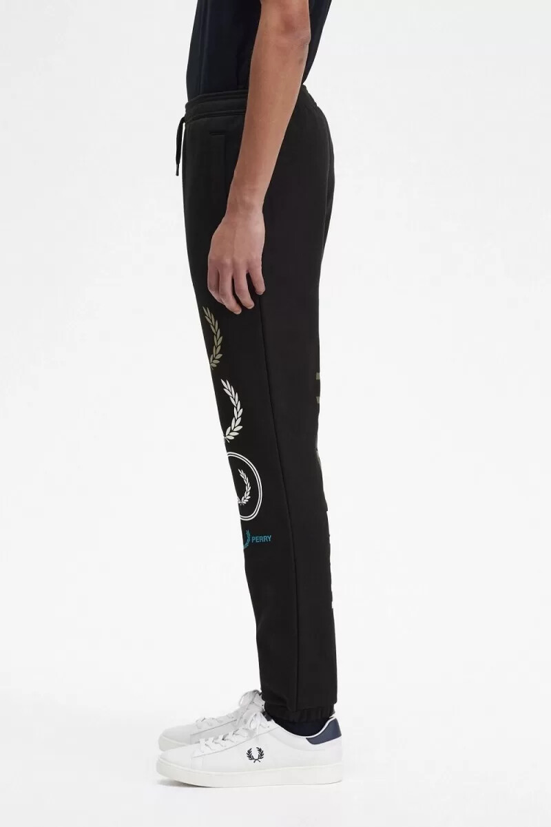 fred perry graphic branding sweatpants herr svarta