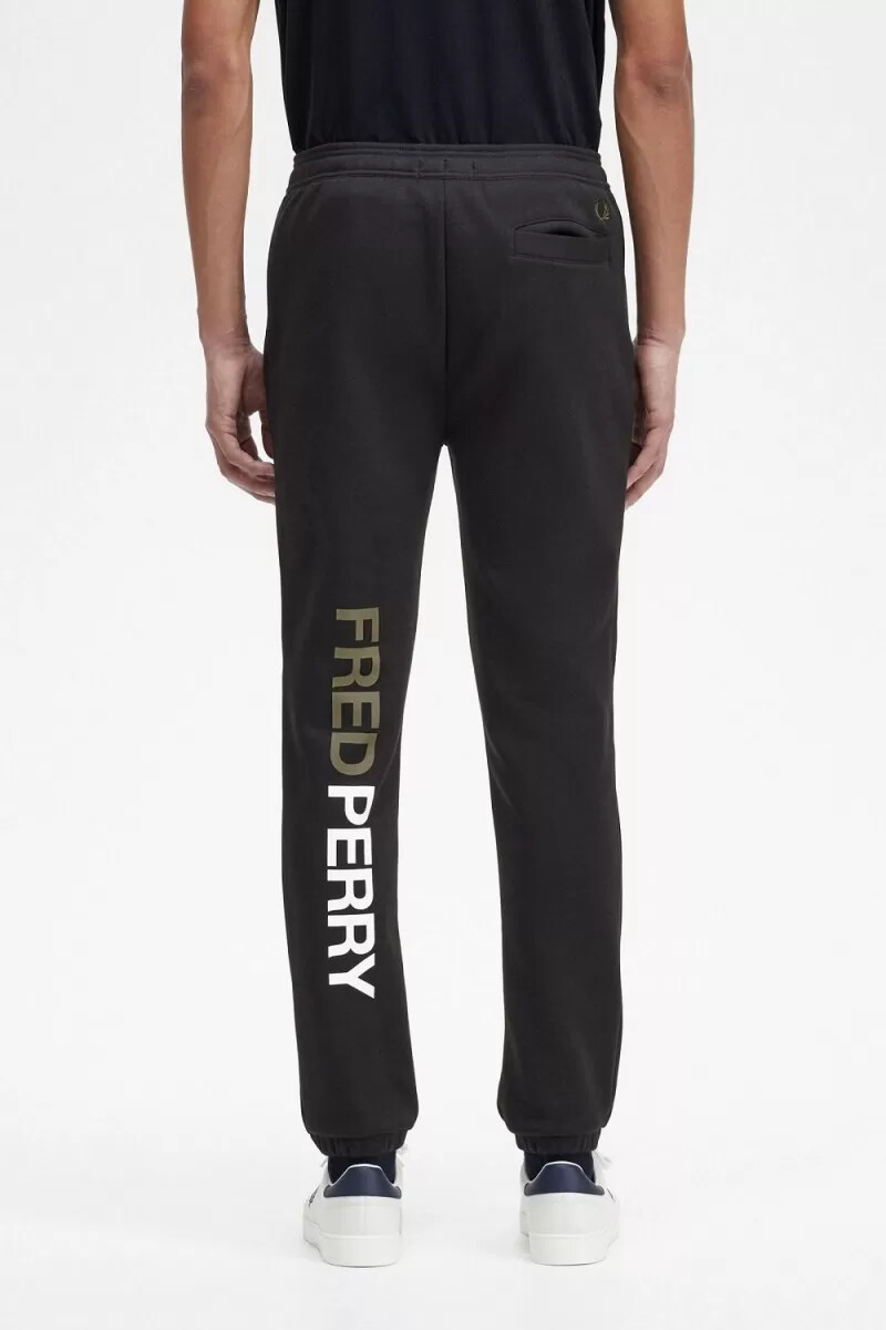 fred perry graphic branding sweatpants herr svarta