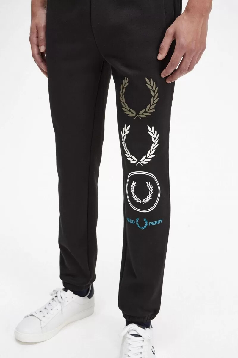 fred perry graphic branding sweatpants herr svarta