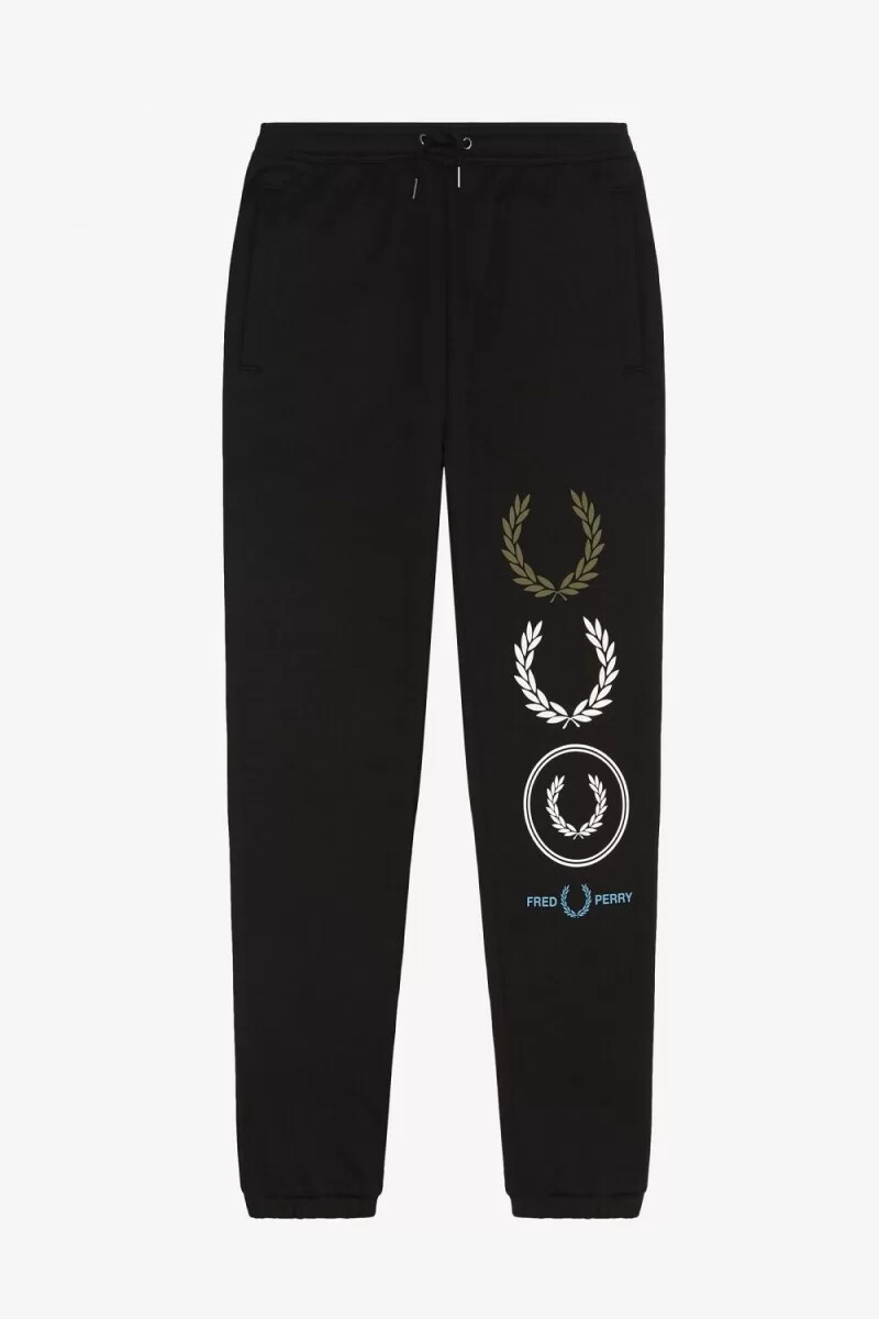 fred perry graphic branding sweatpants herr svarta