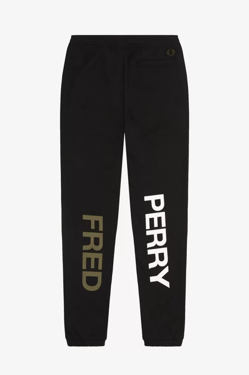 fred perry graphic branding sweatpants herr svarta