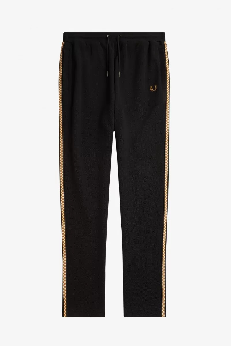 fred perry checkerboard tape track herrbyxor svarta