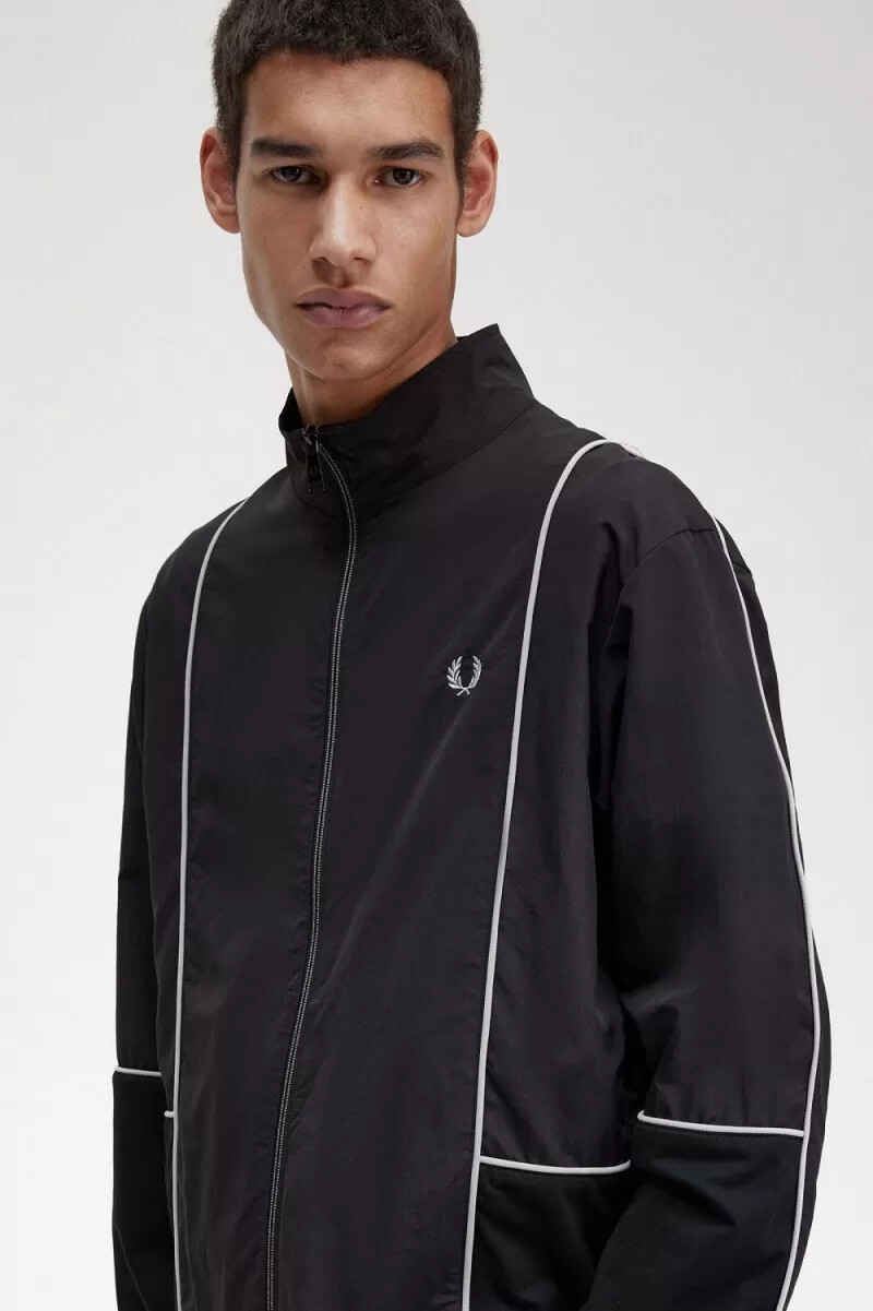 fred perry piped shell herrjackor svarta