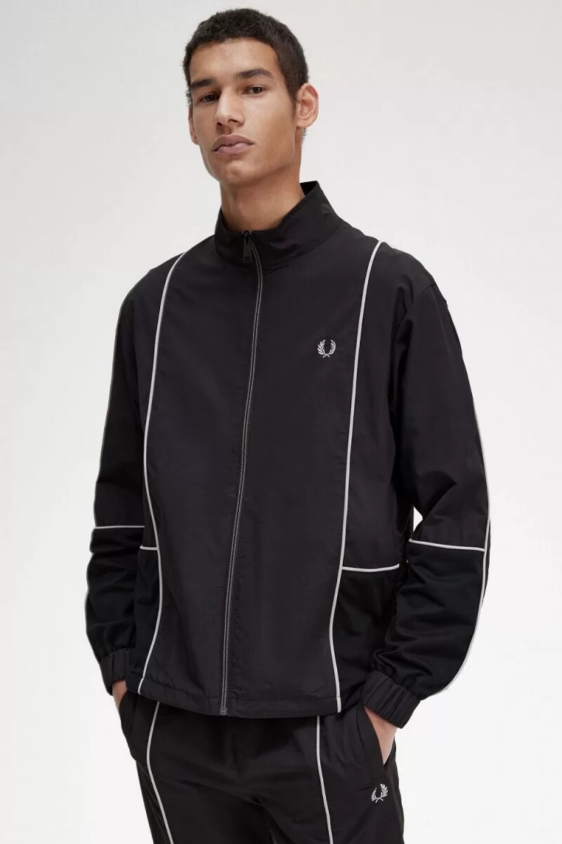 fred perry piped shell herrjackor svarta