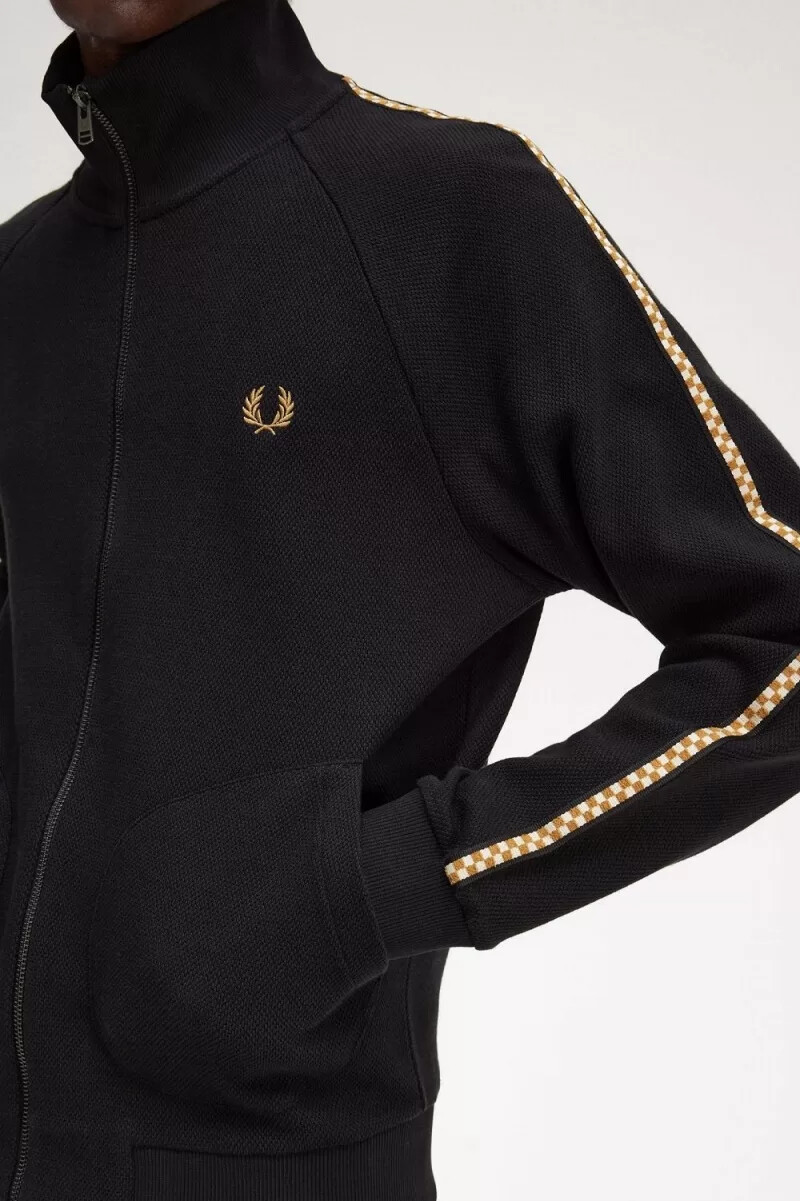 fred perry checkerboard tape herrjackor svarta