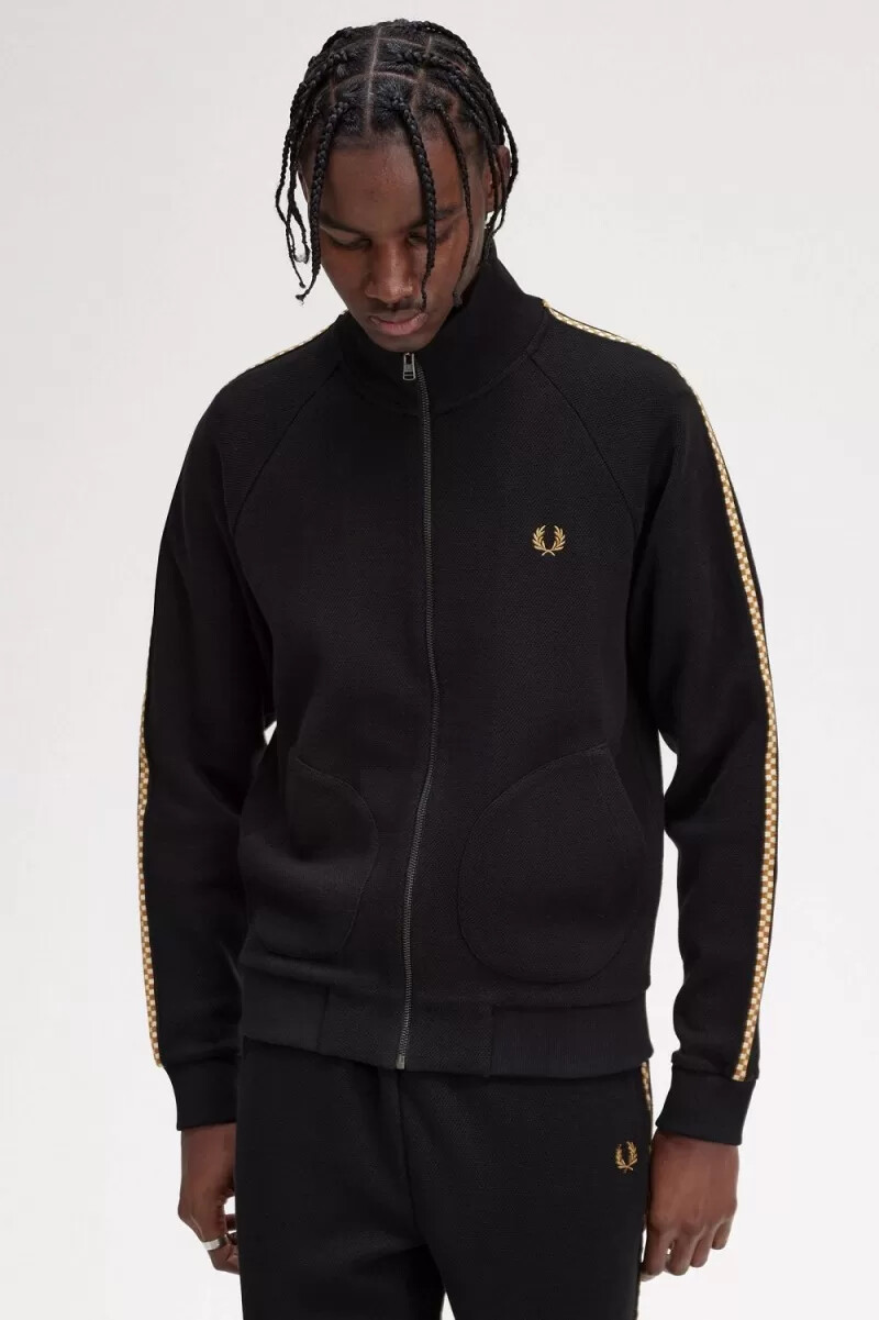 fred perry checkerboard tape herrjackor svarta