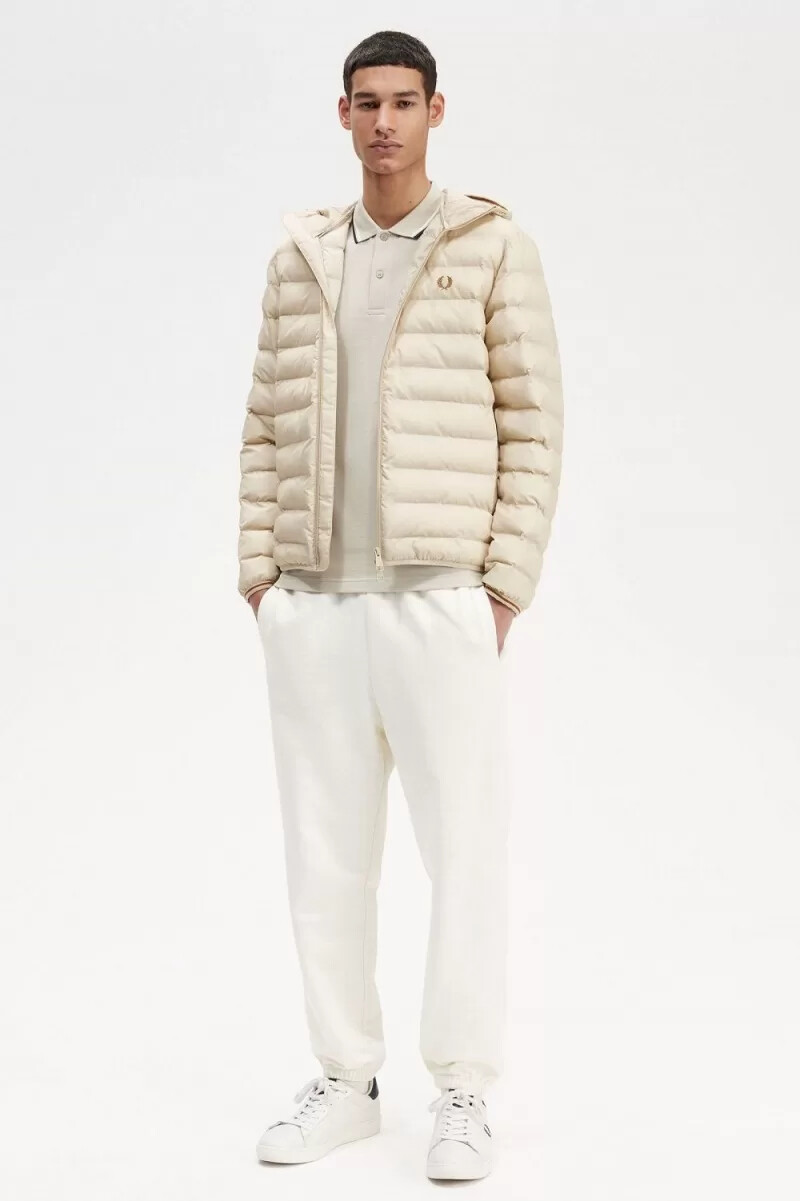 fred perry hooded insulated herrjackor havregryn