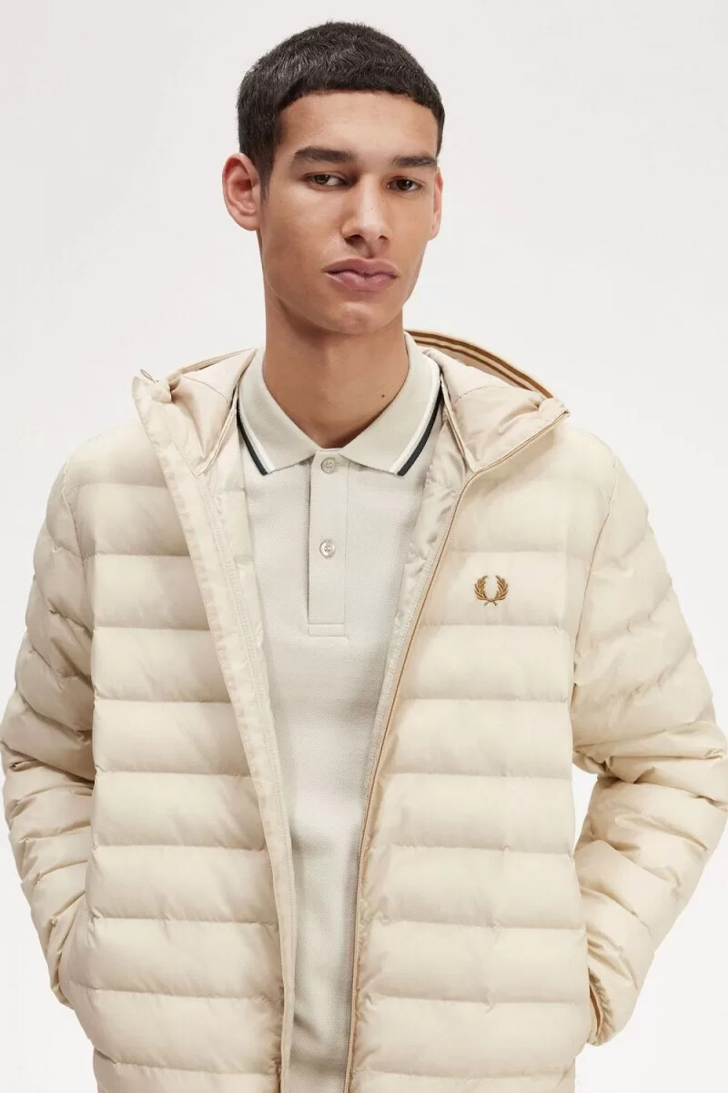 fred perry hooded insulated herrjackor havregryn