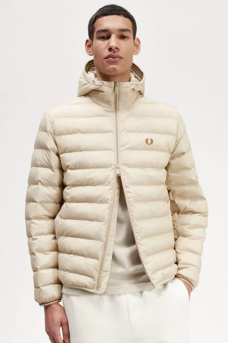 fred perry hooded insulated herrjackor havregryn