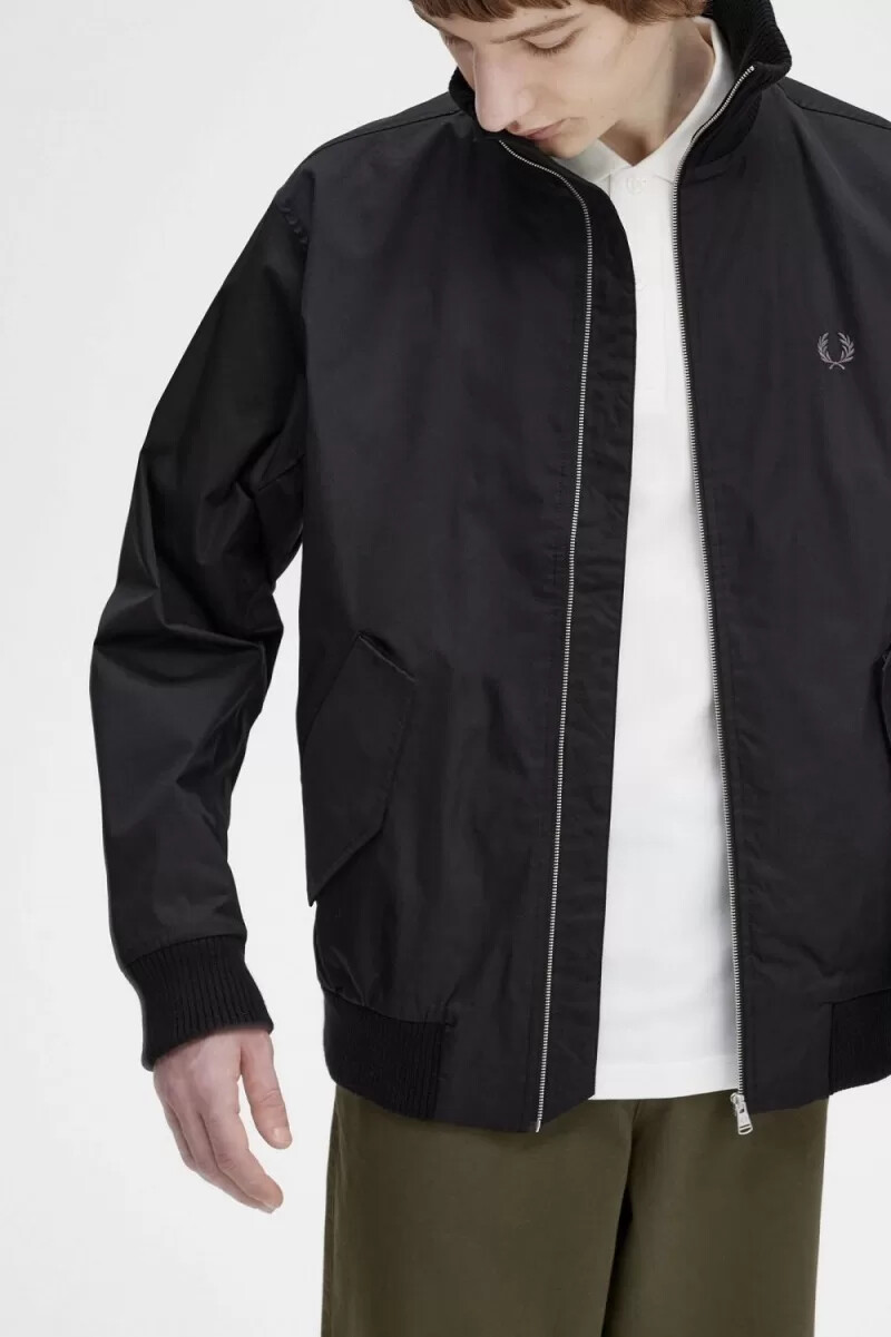 fred perry stickad rib tennis bomber herrjackor svarta