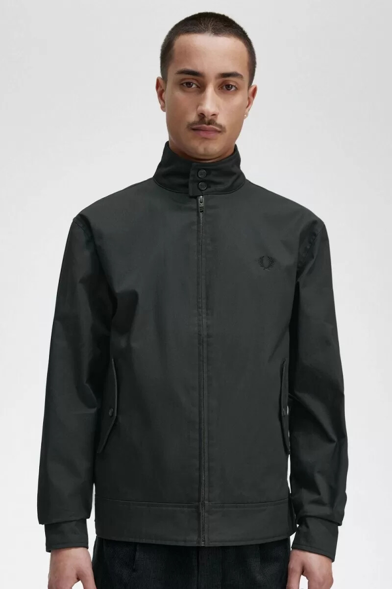 fred perry vaxad bomull herrjacka nattgrön