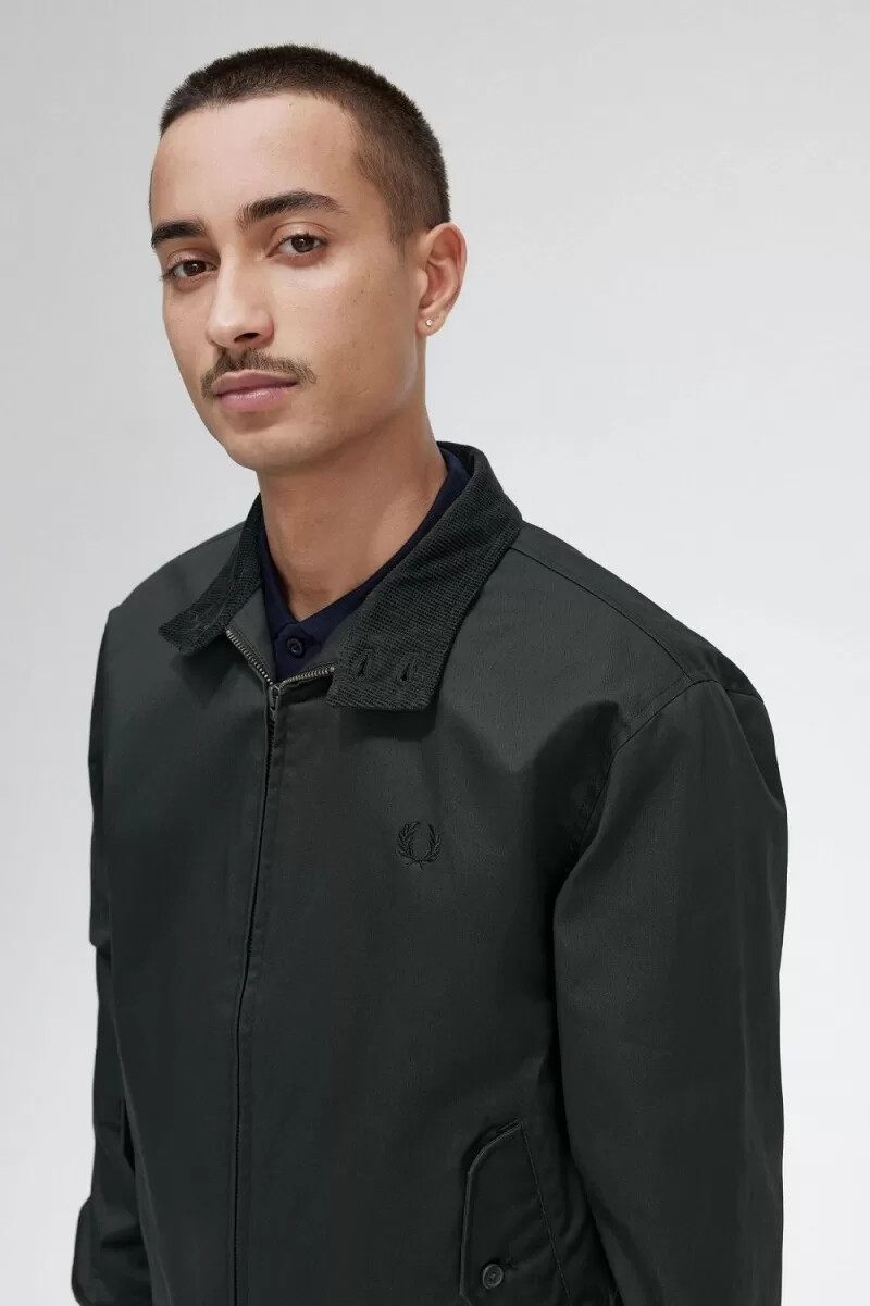 fred perry vaxad bomull herrjacka nattgrön