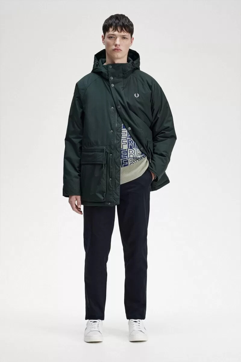 fred perry vadderade dragkedja herrjackor nattgrön