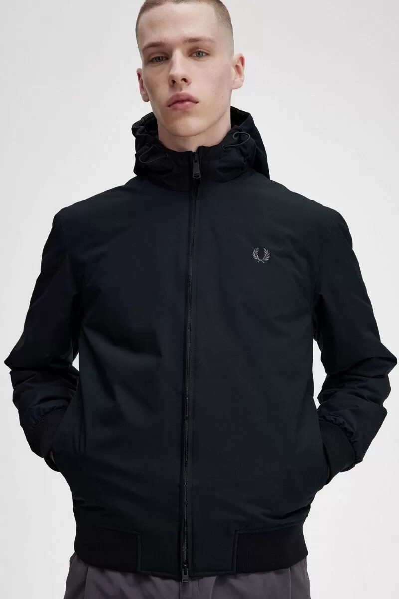 fred perry vadderade brentham herrjackor svarta gunmetal
