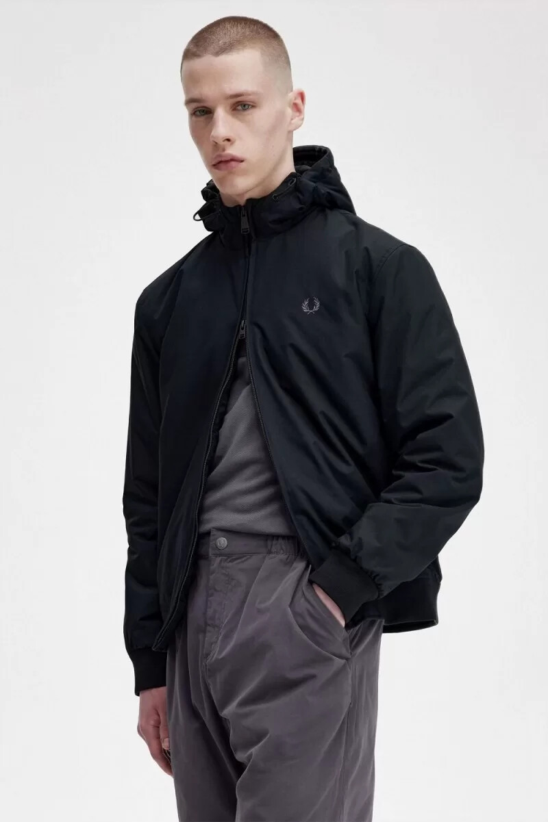 fred perry vadderade brentham herrjackor svarta gunmetal
