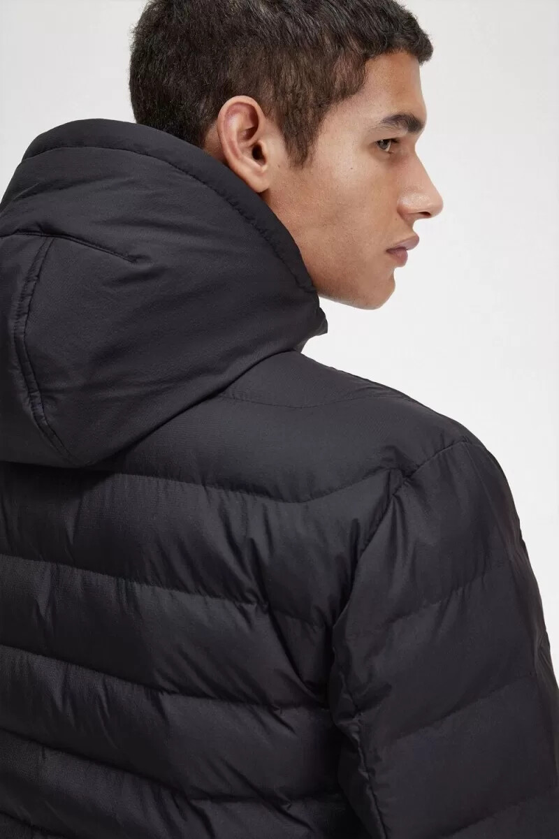 fred perry hooded insulated herrjackor svarta