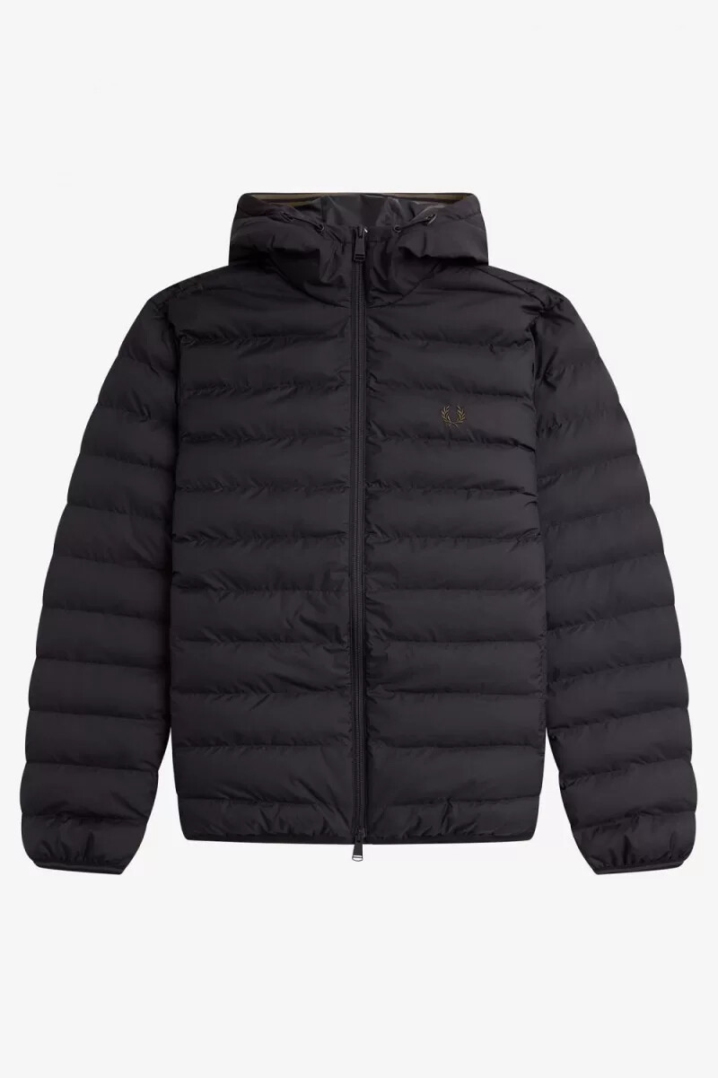 fred perry hooded insulated herrjackor svarta