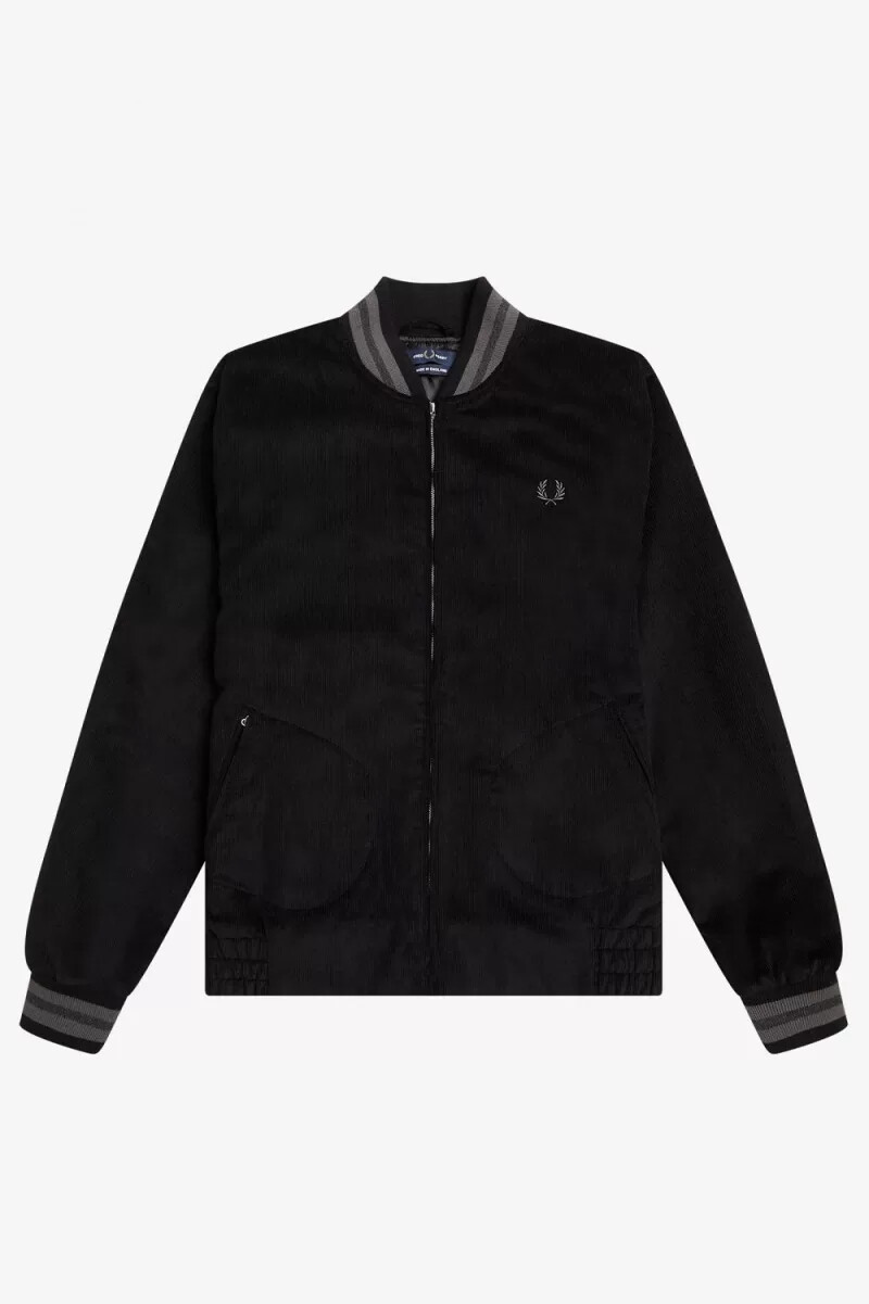 fred perry needlecord tennis bomber herrjackor svarta