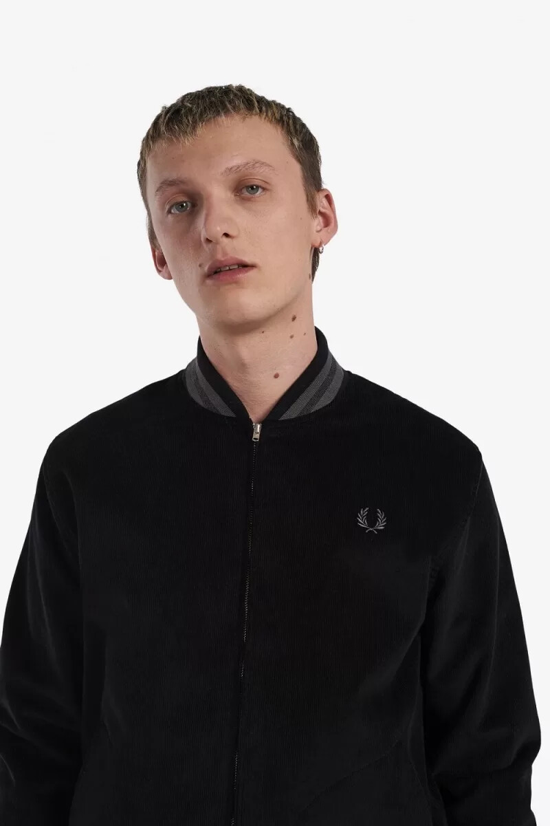 fred perry needlecord tennis bomber herrjackor svarta