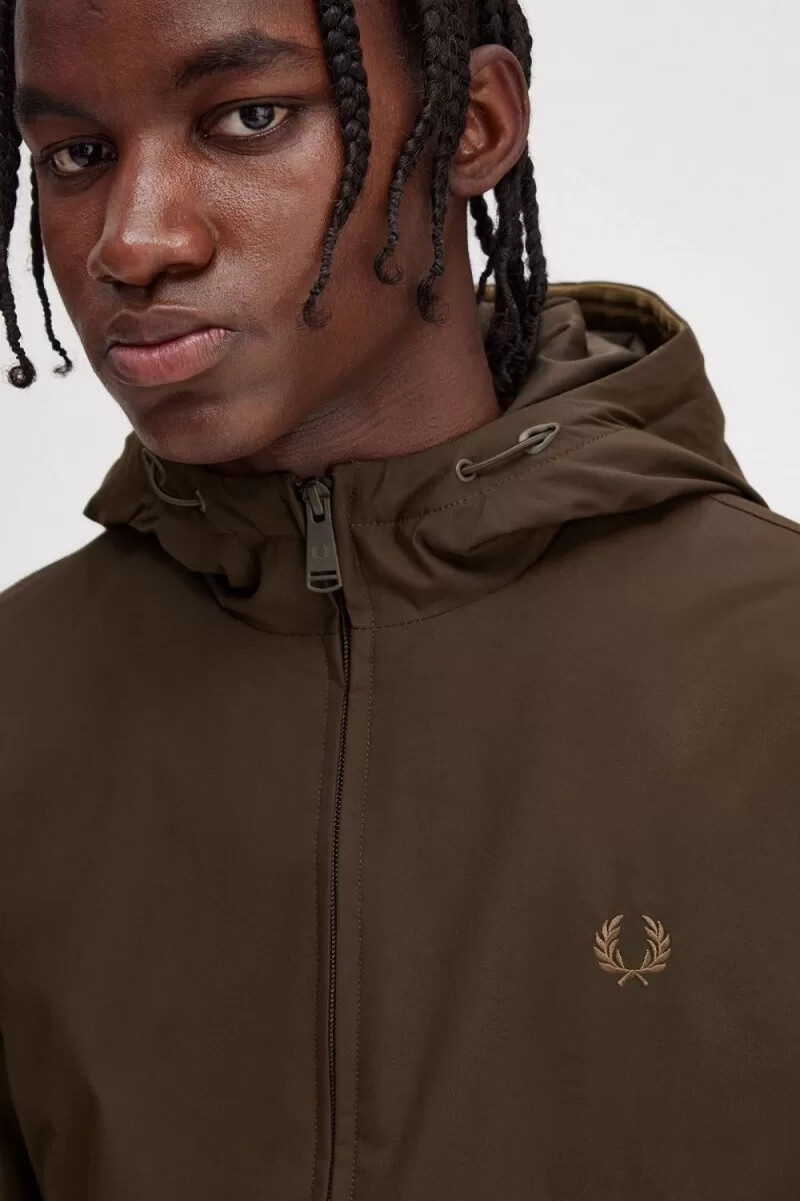 fred perry vadderade brentham herrjackor burnt tobacco