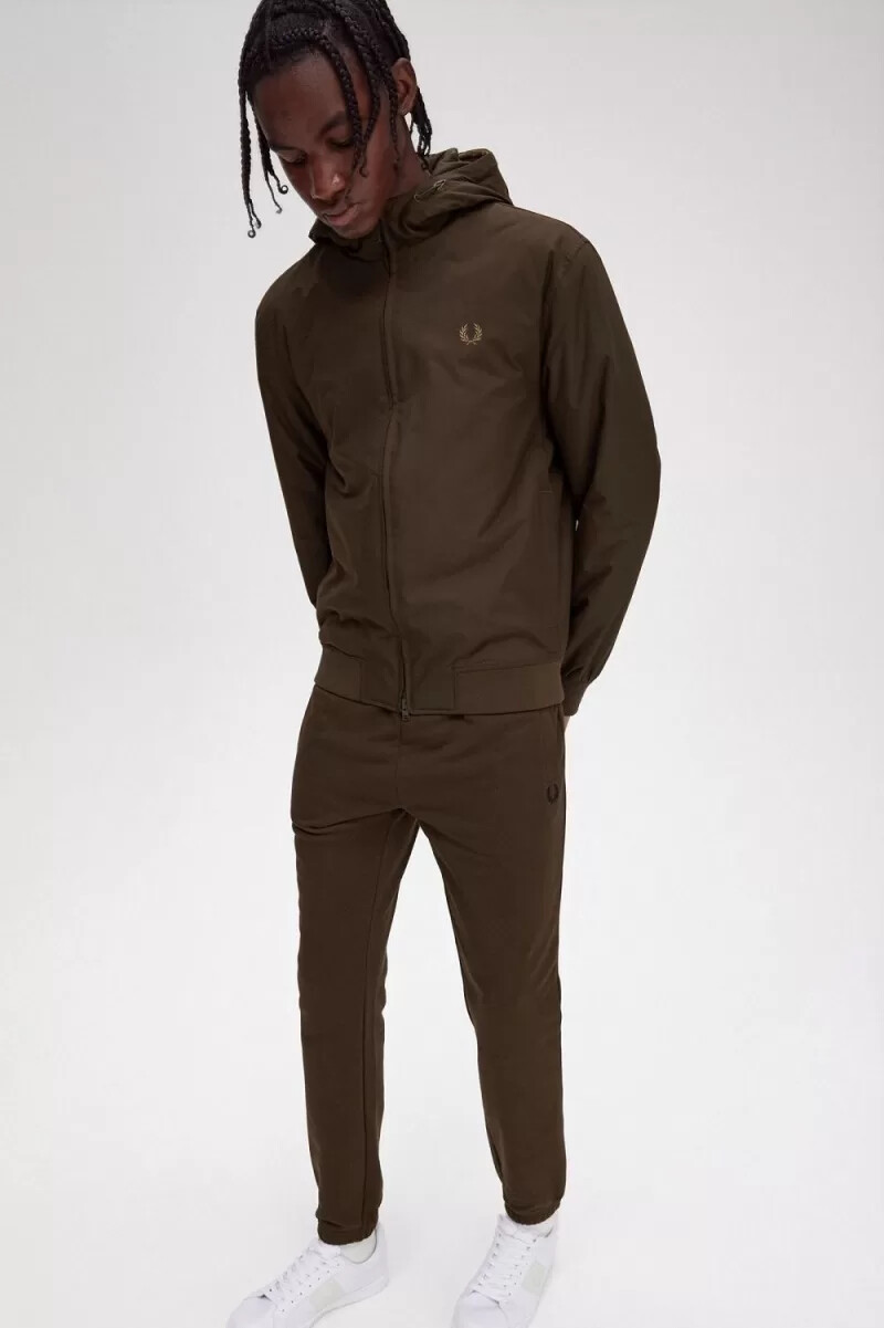 fred perry vadderade brentham herrjackor burnt tobacco