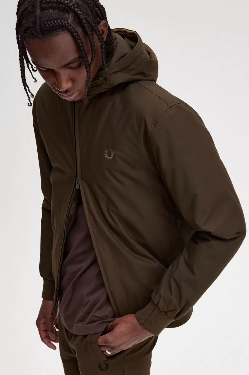 fred perry vadderade brentham herrjackor burnt tobacco