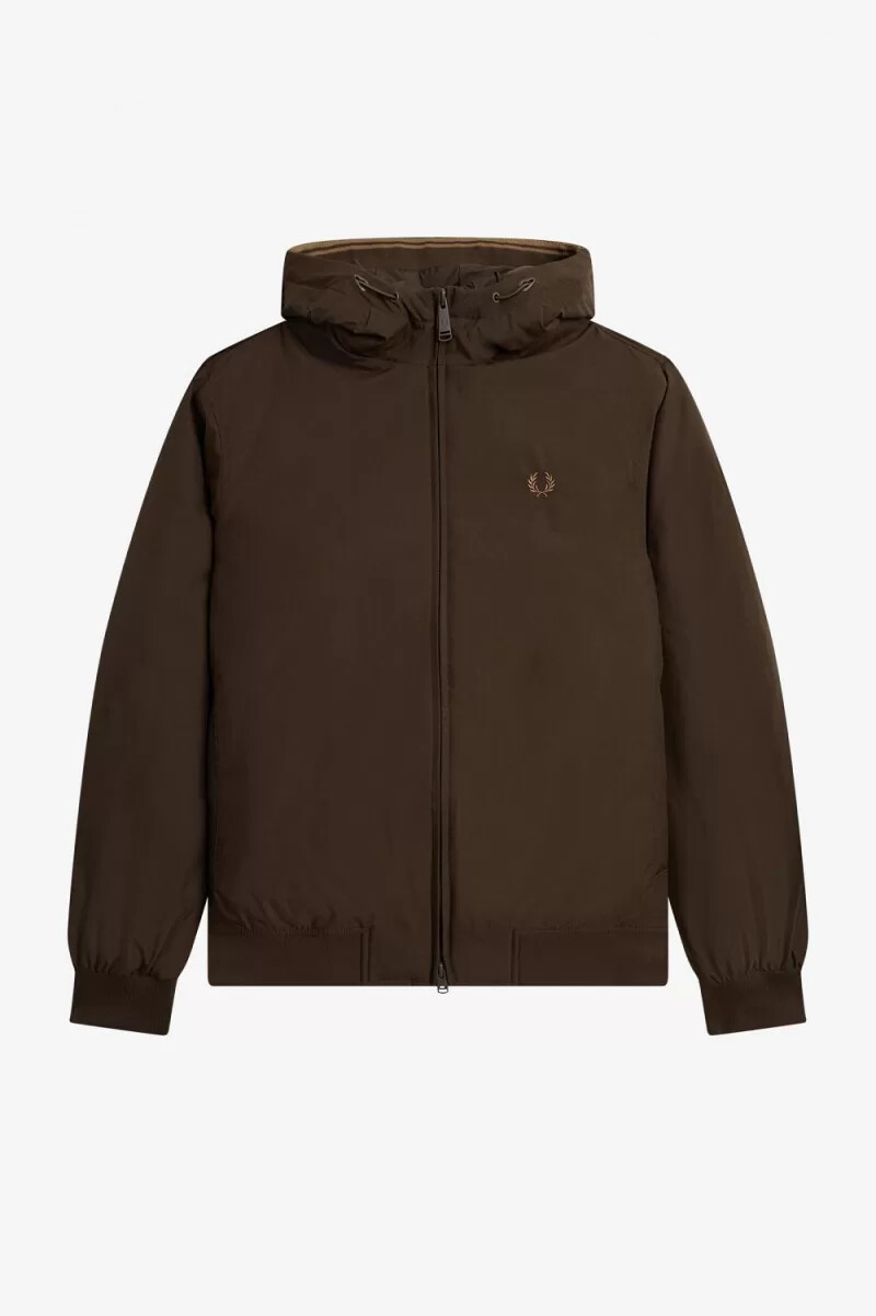 fred perry vadderade brentham herrjackor burnt tobacco