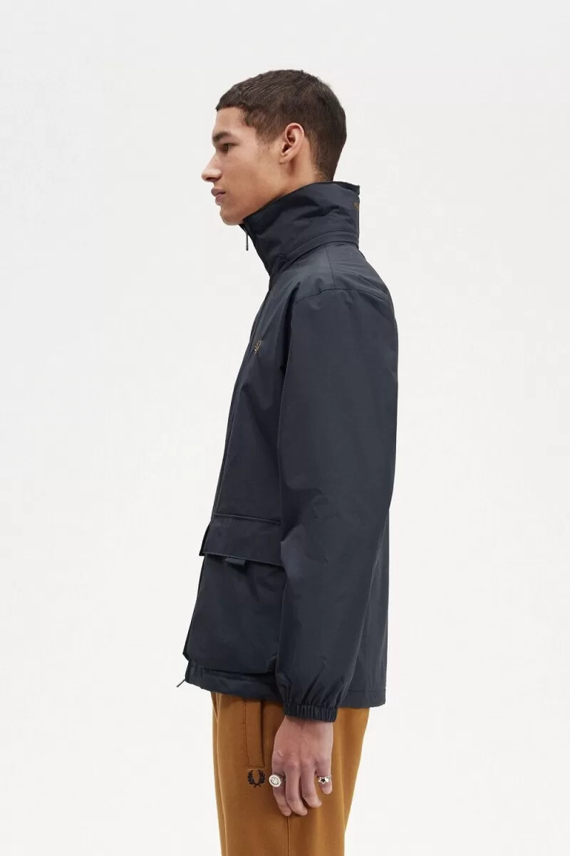 fred perry herrjackor med prickficka och dragkedja marinblå
