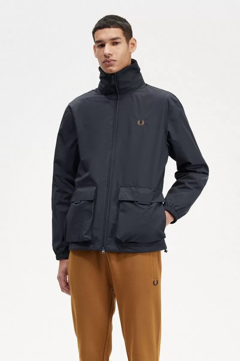 fred perry herrjackor med prickficka och dragkedja marinblå