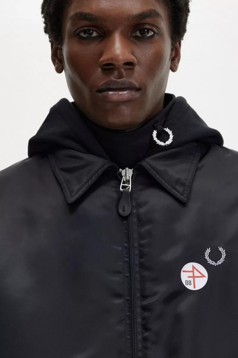 fred perry printed flight herrjackor svarta