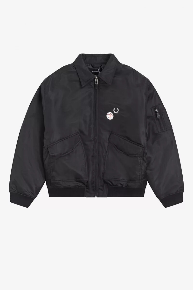 fred perry printed flight herrjackor svarta
