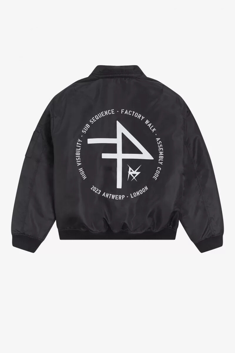 fred perry printed flight herrjackor svarta