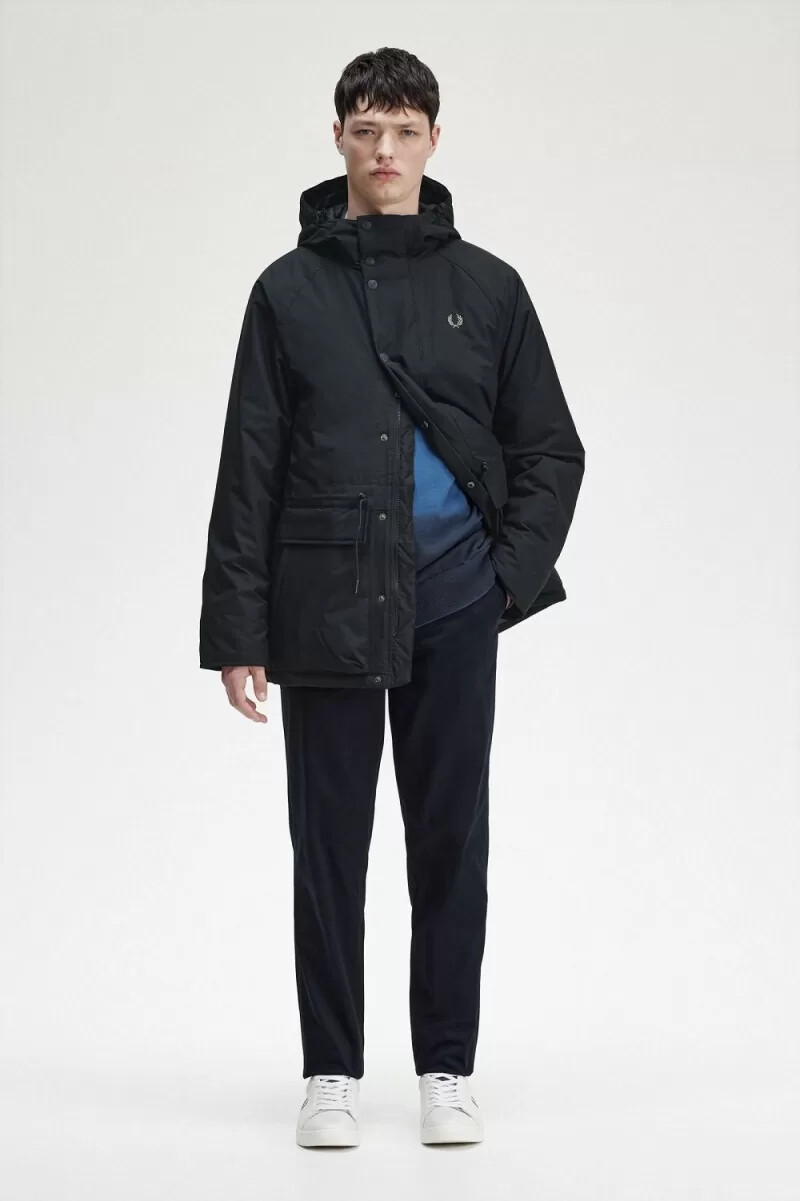 fred perry vadderade dragkedja herrjackor svarta