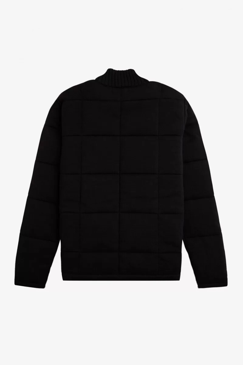fred perry quilted stickad herrjacka svart