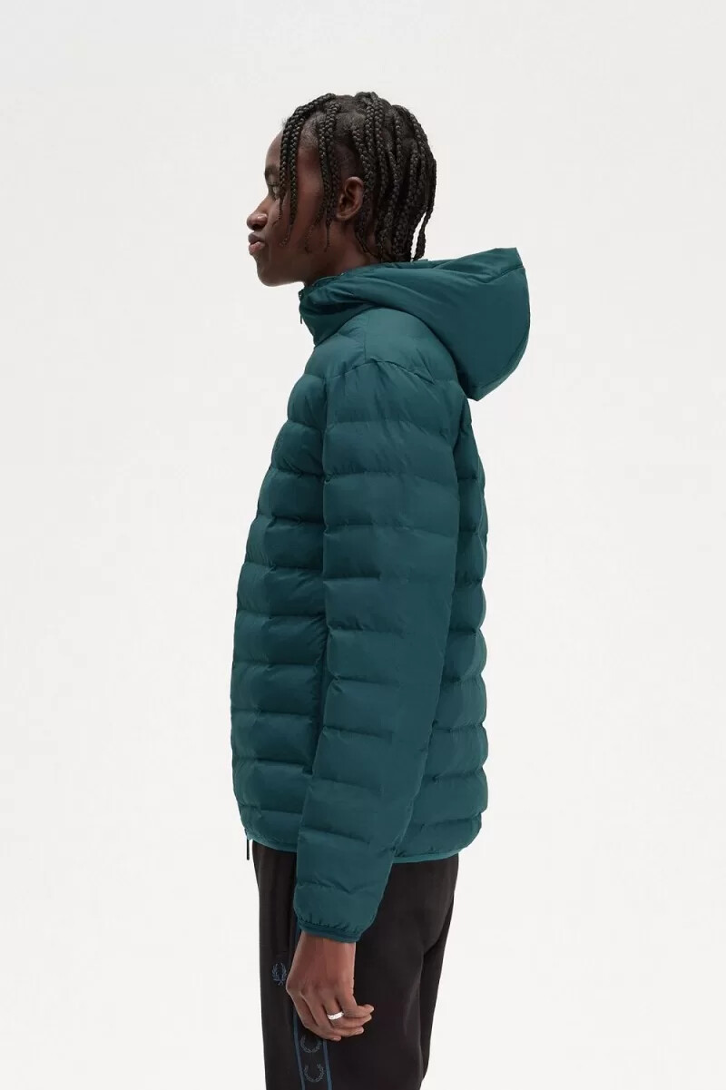 fred perry hooded insulated herrjackor petrolblå
