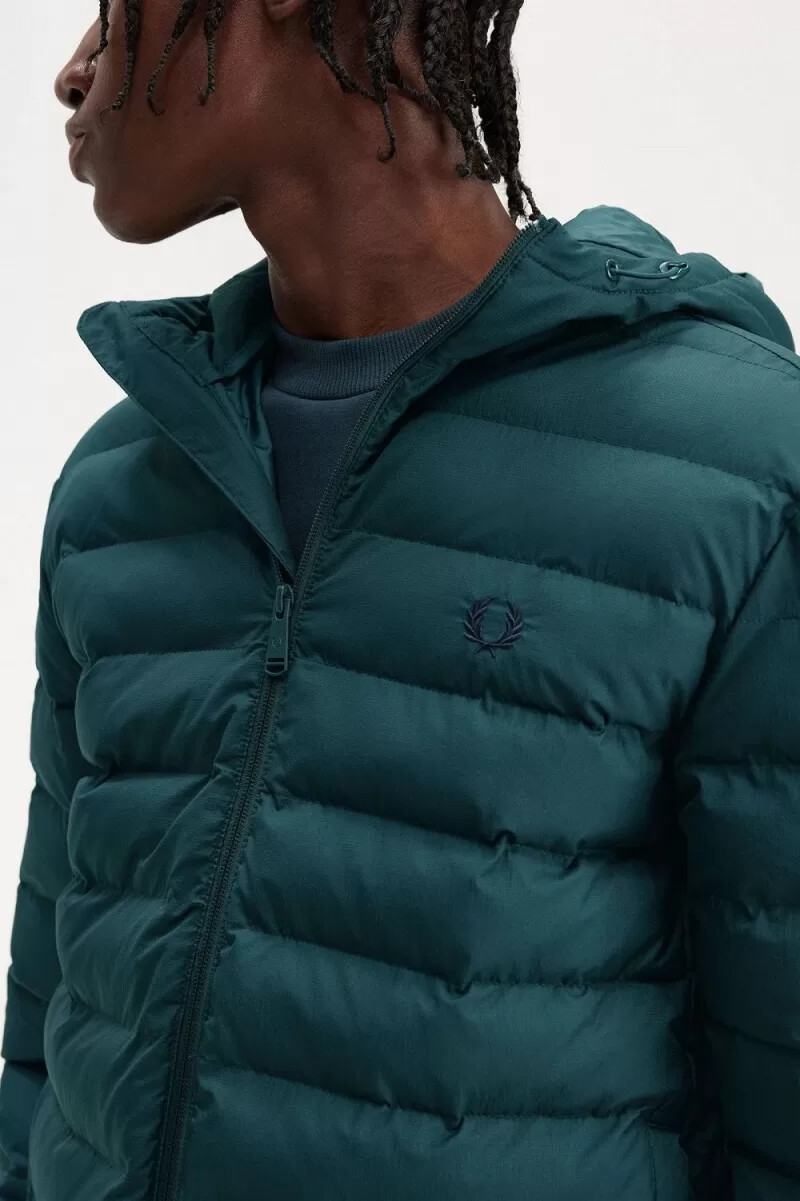 fred perry hooded insulated herrjackor petrolblå