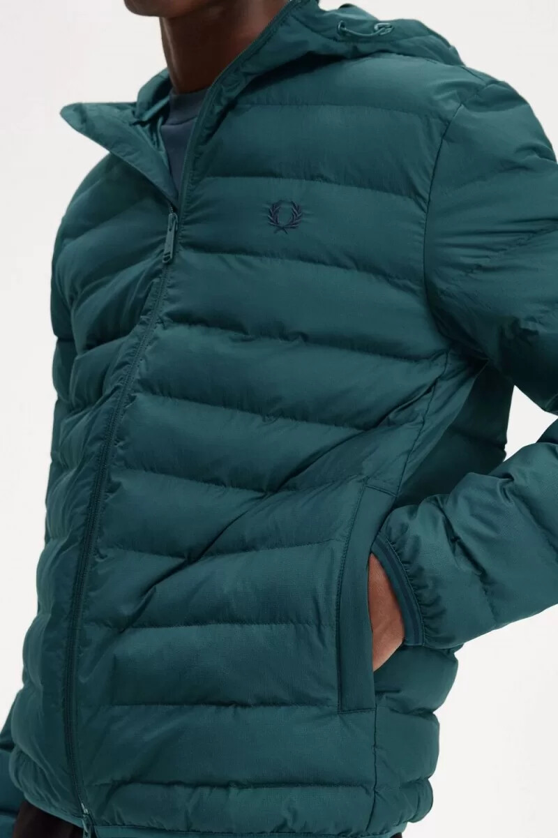 fred perry hooded insulated herrjackor petrolblå
