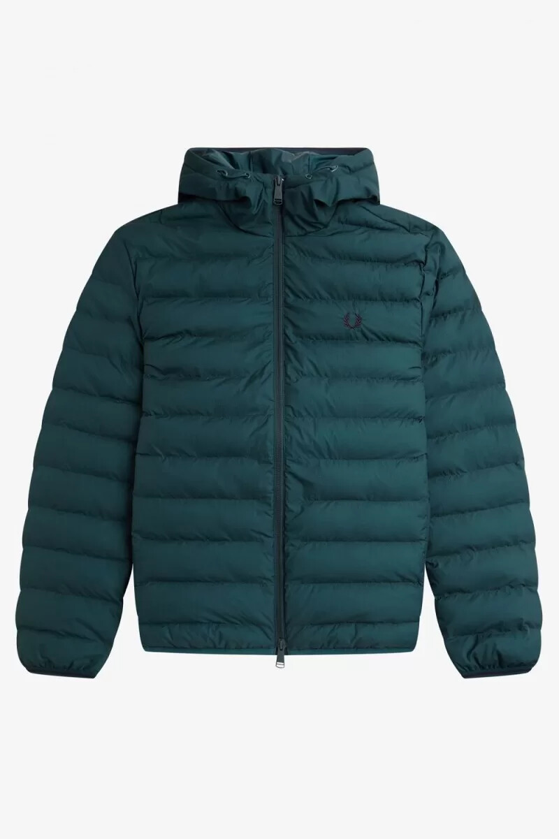 fred perry hooded insulated herrjackor petrolblå