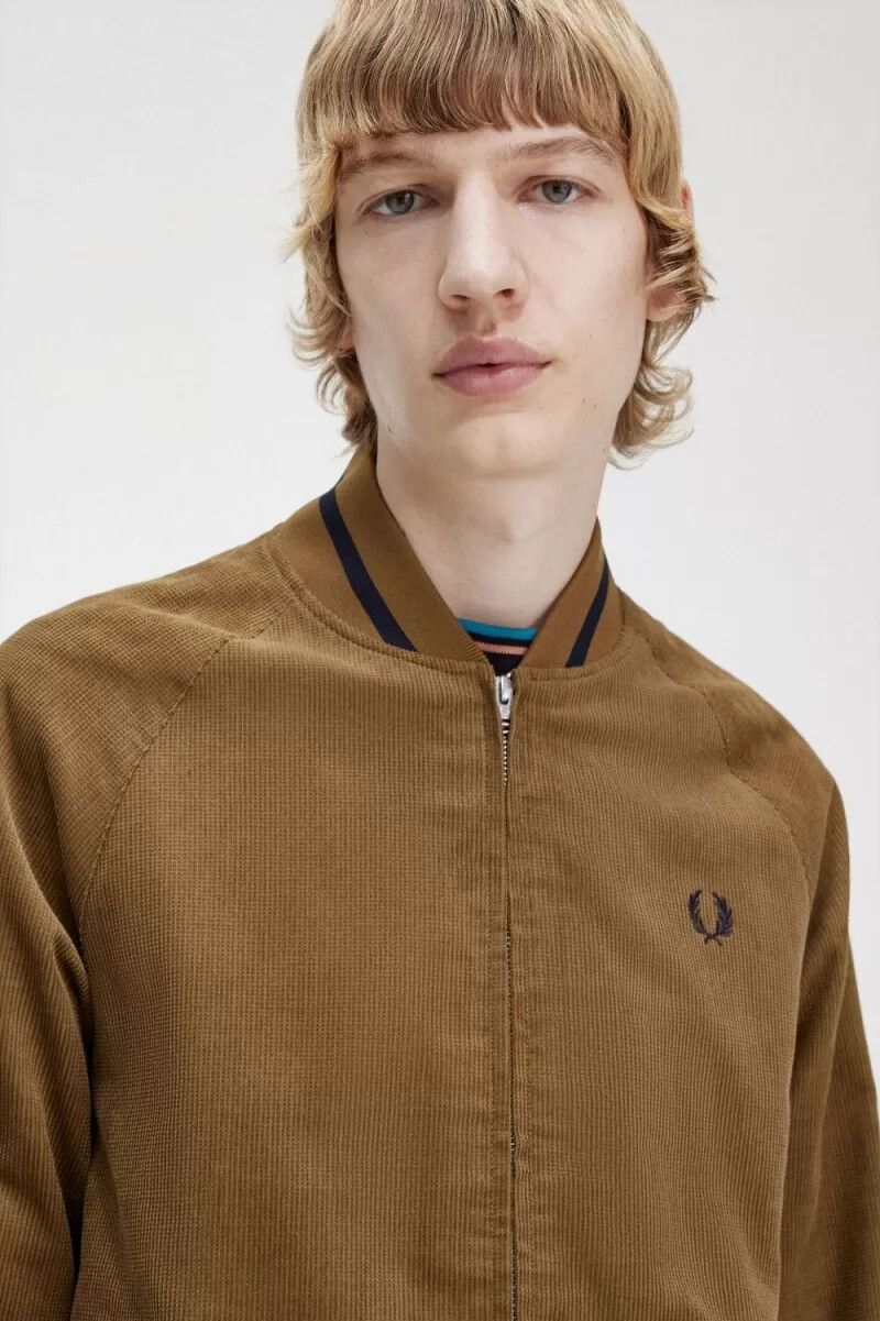 fred perry waffle cord tennis bomber herrjackor bruna