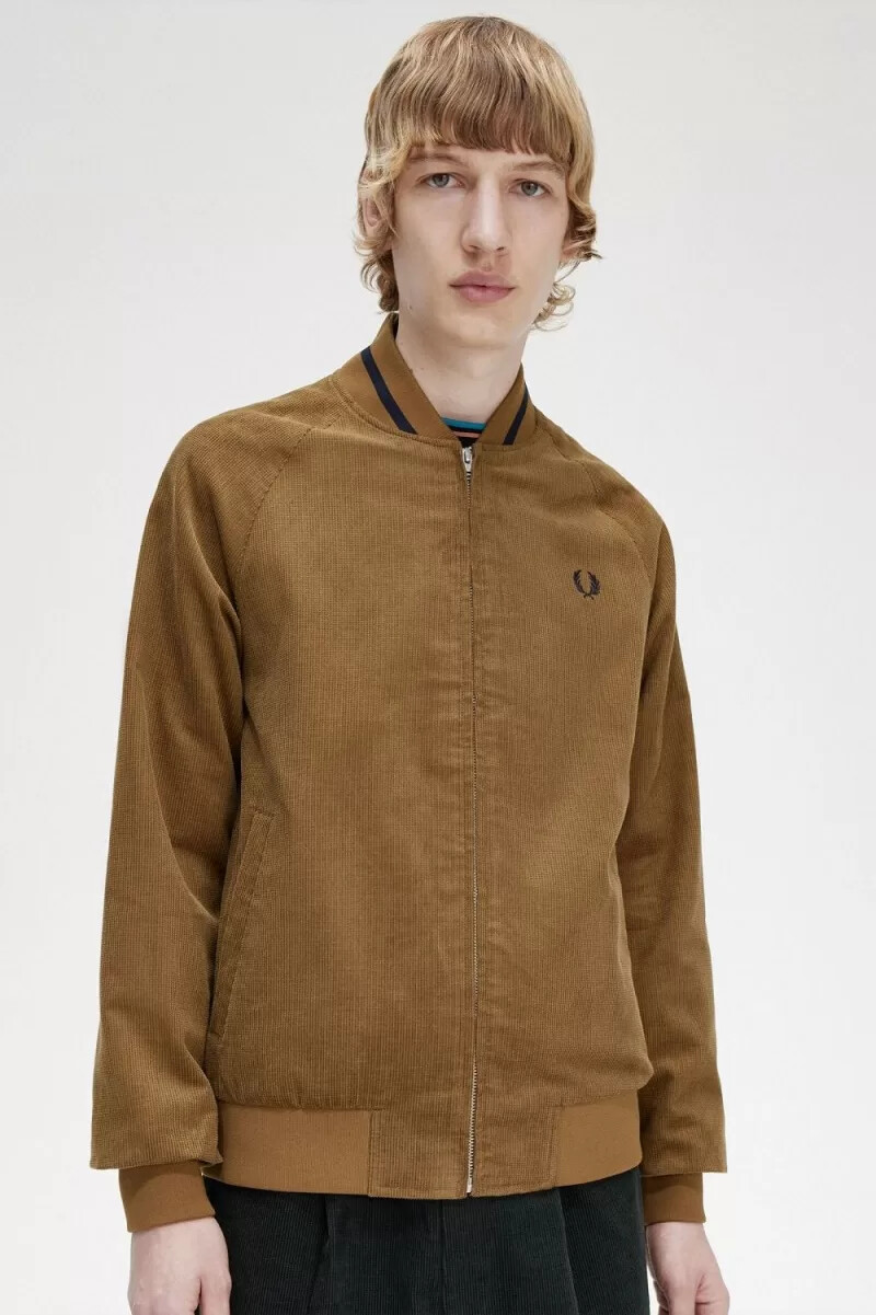 fred perry waffle cord tennis bomber herrjackor bruna