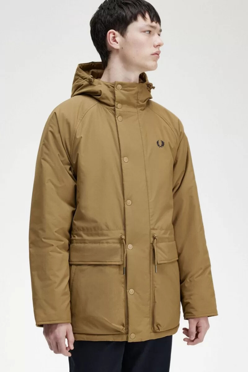 fred perry vadderade dragkedja herrjackor bruna